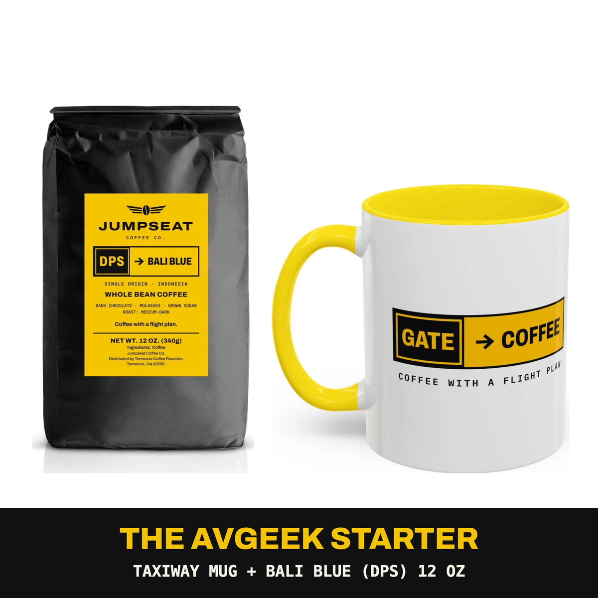 The Avgeek Starter: Taxiway mug and Bali Blue (DPS) coffee